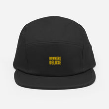 Load image into Gallery viewer, Nowhere Deluxe Gold Logo® Five Panel Cap - Nowhere Deluxe
