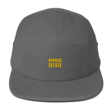 Load image into Gallery viewer, Nowhere Deluxe Gold Logo® Five Panel Cap - Nowhere Deluxe
