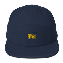 Load image into Gallery viewer, Nowhere Deluxe Gold Logo® Five Panel Cap - Nowhere Deluxe
