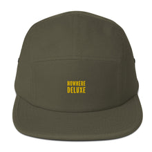 Load image into Gallery viewer, Nowhere Deluxe Gold Logo® Five Panel Cap - Nowhere Deluxe
