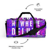 Load image into Gallery viewer, Road Trip Nowhere Deluxe Logo® All-Over Duffle bag - Nowhere Deluxe
