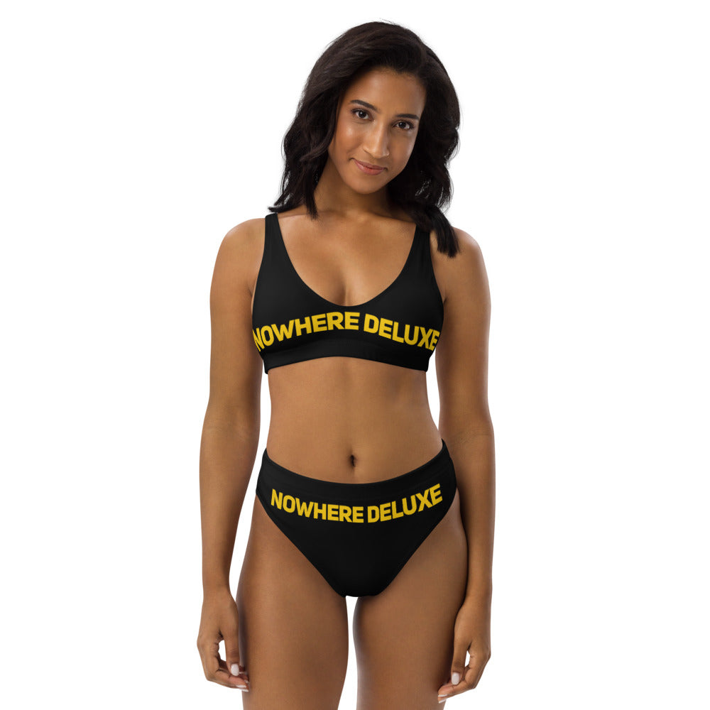 Nowhere Deluxe Gold Logo® Recycled High-Waisted Bikini - Nowhere Deluxe