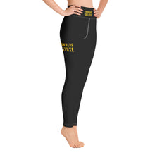 Load image into Gallery viewer, Nowhere Deluxe Gold Logo® Black Yoga Leggings - Nowhere Deluxe
