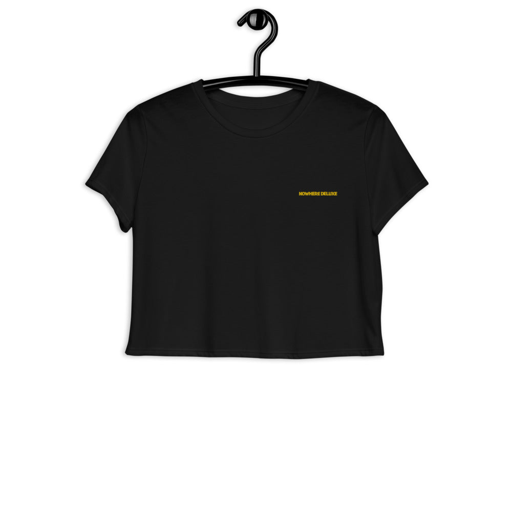 Embroidered Nowhere Deluxe Gold Logo® Crop T-Shirt - Nowhere Deluxe